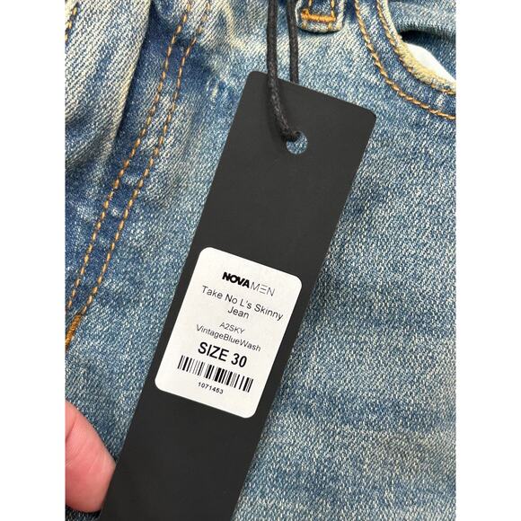 Nova Men's Vintage Blue Distressed Straight Leg Jeans Size 30 NWT - Picture 5 of 12